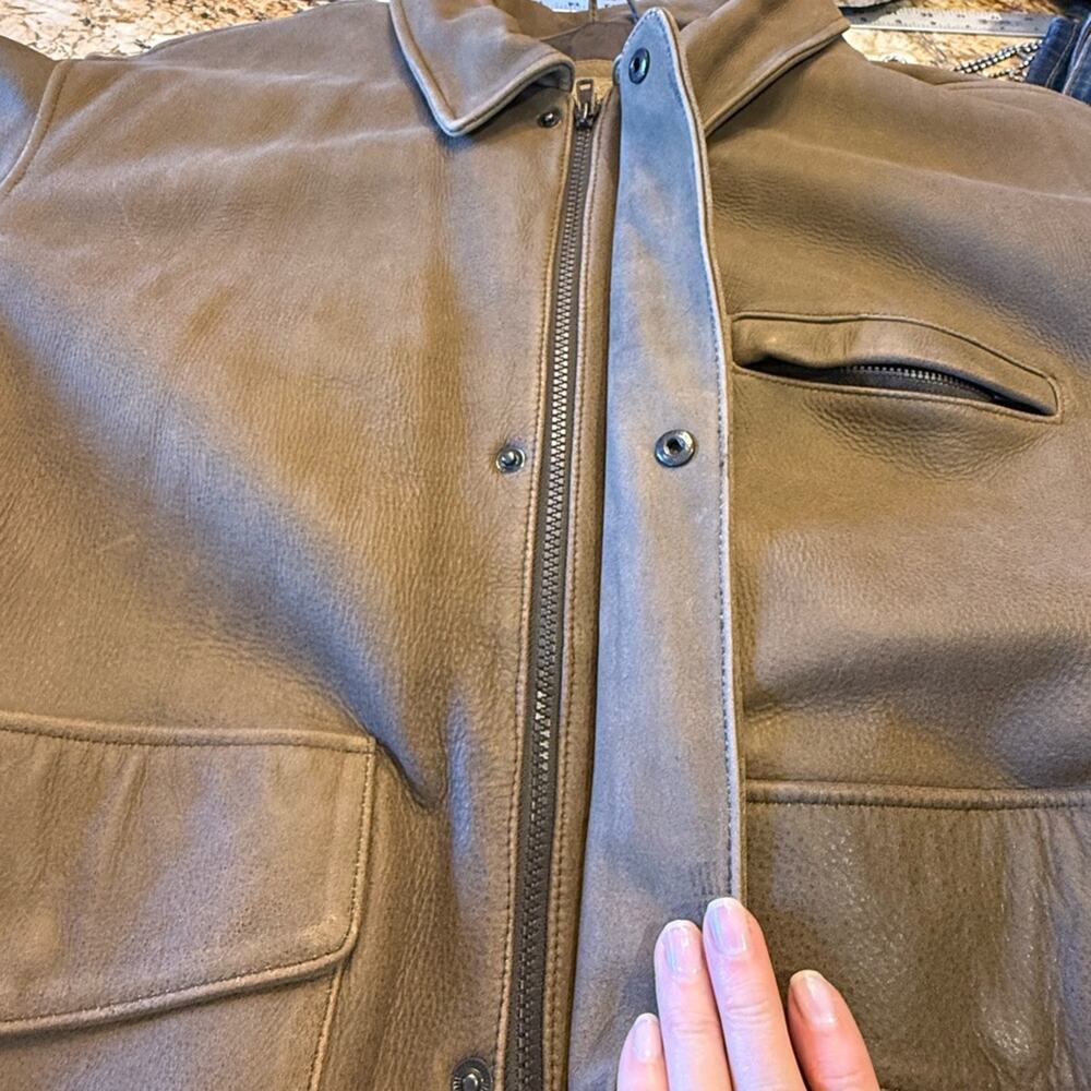 Cabela's Brown Leather Bomber Jacket/Coat Thinsulate Insulation Mens Size XL - Picture 12 of 14